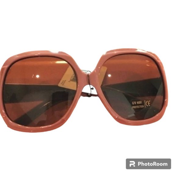 Sunglasses Dark Pinkish Brown Tan Oversized Round Square Full Rim - Picture 16 of 16